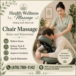 Health Wellness Massage - Chair massage is a type of massage therapy that is performed on a client while they are in a seated position...