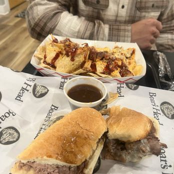 The Backyard Brews & Bites - Pork belly nachos and French dip sandwich - Breweries Near Me - South Hill, Virginia The Backyard Brews & Bites - Pork belly nachos and French dip sandwich - Breweries Near Me - South Hill, Virginia