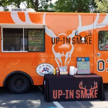 Up In Smoke Catering - an orange food truck - Food Trucks Near Me Up In Smoke Catering - an orange food truck - Food Trucks Near Me