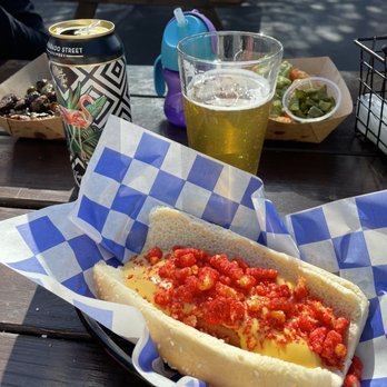 Lucy's on Lighthouse - Veggie-dog with Mach cheese and flamin hot Cheetos - Hot Dogs Near Me - Pacific Grove, California Lucy's on Lighthouse - Veggie-dog with Mach cheese and flamin hot Cheetos - Hot Dogs Near Me - Pacific Grove, California
