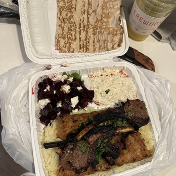 TAVA HOUSE - LAMB CHOPS PLATE, CHICKEN LULE KABOB, MUTABAL, beet salad - Armenian Near Me - Glendale, California