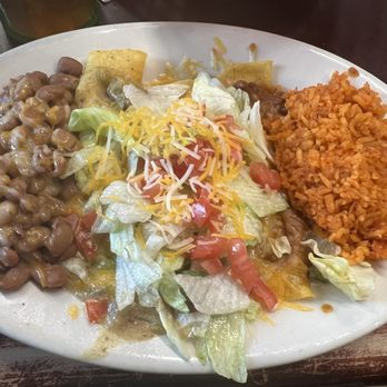 87 Restaurant - Enchilada plate. 2 green/ 1 red - American Near Me - Clayton, New Mexico