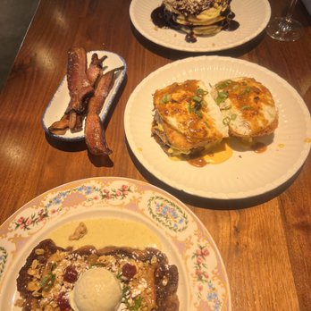 Unconventional Diner - Eve and ana French toast, Biscuit & Jam, Bacon, Buttermilk Pancakes - Breakfast & Brunch Near Me - Washington, DC, District of Columbia