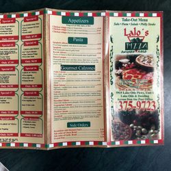 Lalo's Pizza Take Out - Most recent menu 2024