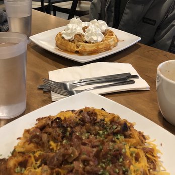 Black Coffee and Waffle Bar - Loaded potato and apple strudel waffles. - Coffee & Tea Near Me - Fargo, North Dakota Black Coffee and Waffle Bar - Loaded potato and apple strudel waffles. - Coffee & Tea Near Me - Fargo, North Dakota