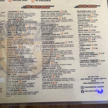 The Buzz Sushi - Menu - Sushi Bars Near Me - Santa Cruz, California
