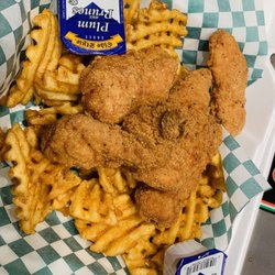 Melt & Grill - Chicken tender and waffle fries serve with plum sauce on side
