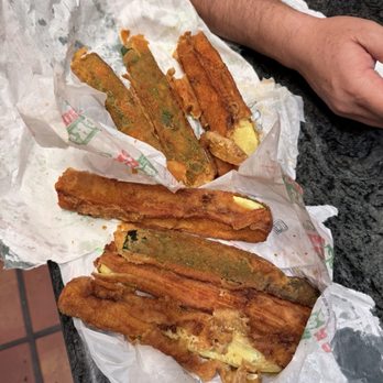 Farmer Boys - 4pc Zucchini Sticks seriously overcooked - Breakfast & Brunch Near Me - Fontana, California