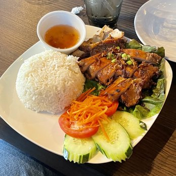 La Dalat - Vietnamese Cuisine - Rice Plate 5 Spice Chicken. Served with jasmine rice, pickled veggies, lettuce, tomato, cucumber. - Vietnamese Near Me - Temple, Texas La Dalat - Vietnamese Cuisine - Rice Plate 5 Spice Chicken. Served with jasmine rice, pickled veggies, lettuce, tomato, cucumber. - Vietnamese Near Me - Temple, Texas