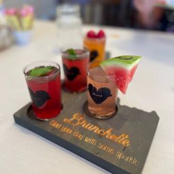 Blue Bench Brunchette - Mimosa flight watermelon agave, huckleberry mint x 2 and the raspberry peach
