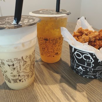 Boba Ave Express - Cheese Jasmine green tea, peach & passion fruit green tea, and popcorn chicken. - Bubble Tea Near Me - Arcadia, California Boba Ave Express - Cheese Jasmine green tea, peach & passion fruit green tea, and popcorn chicken. - Bubble Tea Near Me - Arcadia, California