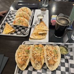 Frisco Lakes Golf Club - Baja shrimp tacos and steak quesadillas. Stout for a beer and water with lemon slices
