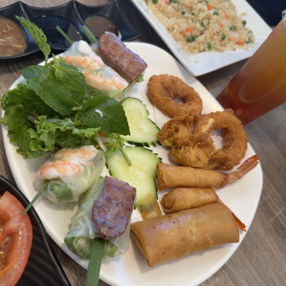 Appetizer Sampler and shrimp fried Appetizer Sampler and shrimp fried