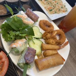 Appetizer Sampler and shrimp fried