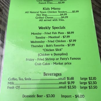T-Rays - Back of the menu - American Near Me - Fernandina Beach, Florida