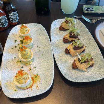 Yardbird - Deviled Eggs and Fried Green Tomato BLT Stack - Whiskey Bars Near Me - Denver, Colorado