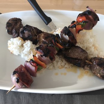 Black Salt - FILET KEBOB PLATE- Served in a garlic butter sauce with chouriço, onions, peppers, accompanied with rice. - Bars Near Me - Swansea, Massachusetts Black Salt - FILET KEBOB PLATE- Served in a garlic butter sauce with chouriço, onions, peppers, accompanied with rice. - Bars Near Me - Swansea, Massachusetts
