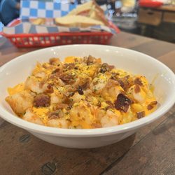 Gocki's Restaurant & Retail - Mac & Cheese bowl with shrimp, bacon and boom boom sauce