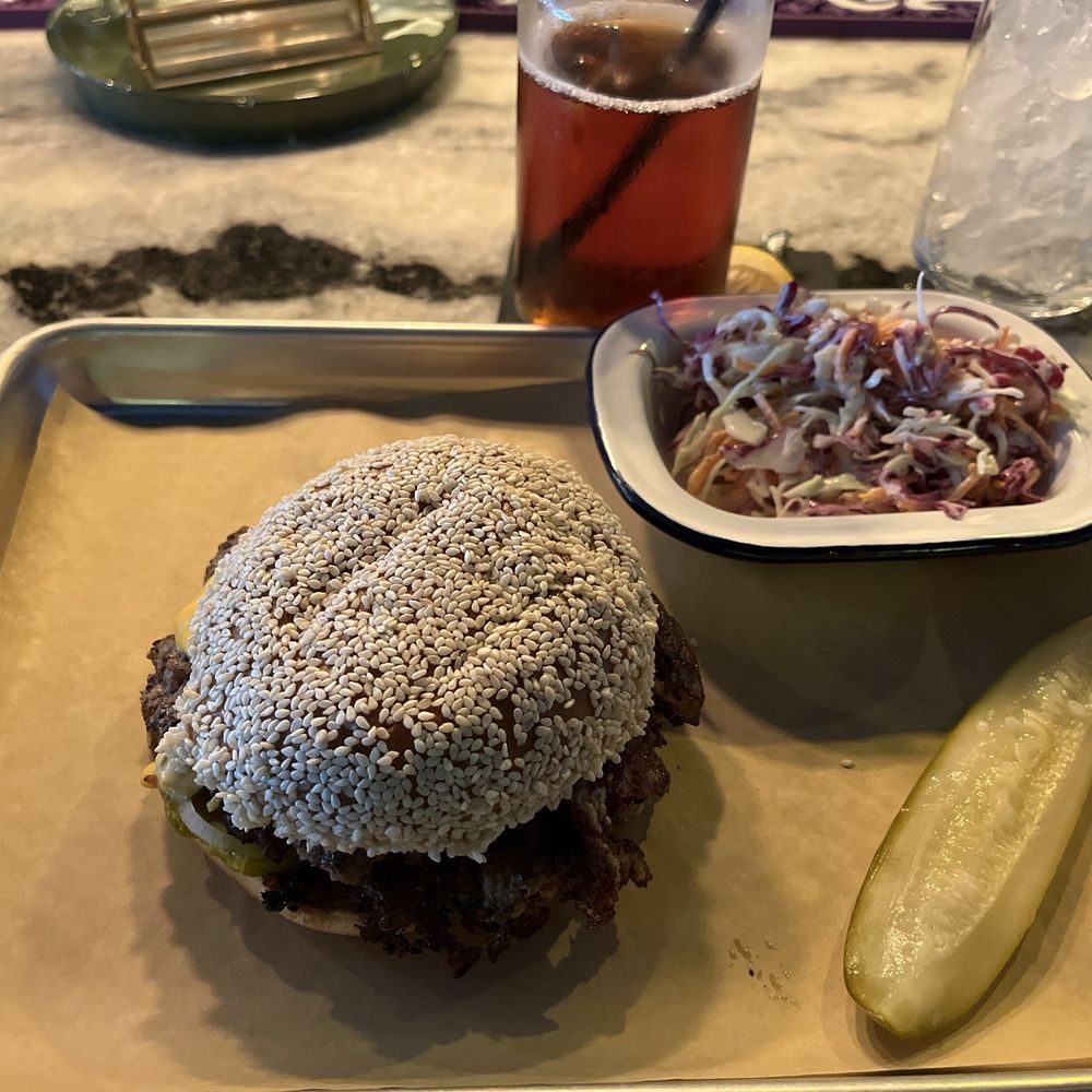 Smashburger and Cole slaw Smashburger and Cole slaw