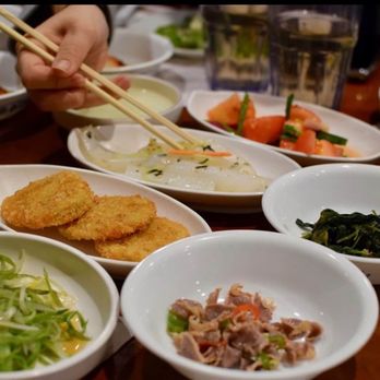 Hahm Ji Bach - a table full of asian food - Korean Near Me - Flushing, New York