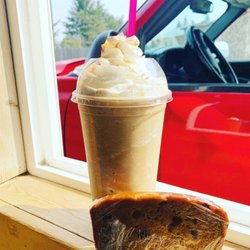 Backroads Brew Coffee - Pumpkin Chocolate Chip Bread and a blended Pumpkin Chai
