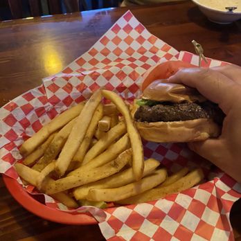 Rainier Bar & Grill - Burger with fries. - Bars Near Me - Enumclaw, Washington