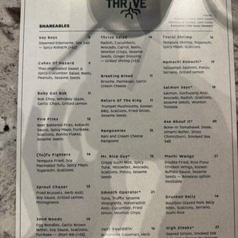 Thrive - Menu - Cocktail Bars Near Me - Orlando, Florida