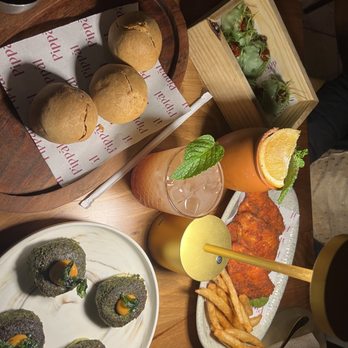 Pippal - Litti Chokha, Tulsi Kebab, Fish Amritsari, Vegetarian momos and Pink Guava mocktail. - Indian Near Me - Emeryville, California Pippal - Litti Chokha, Tulsi Kebab, Fish Amritsari, Vegetarian momos and Pink Guava mocktail. - Indian Near Me - Emeryville, California