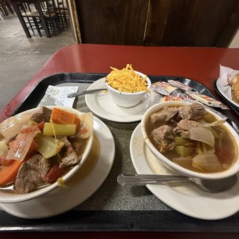 Philippe the Original - Beef stew + chili bowl with beans, cheese and onions. Sooooo good on a rainy day - Sandwiches Near Me - Los Angeles, California