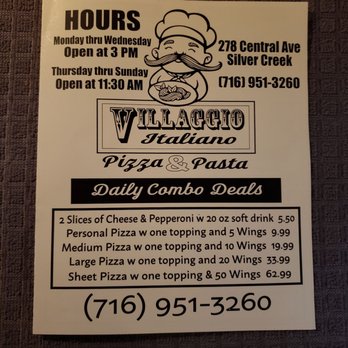 Villaggio Italiano - Menu - Italian Near Me - Silver Creek, New York Villaggio Italiano - Menu - Italian Near Me - Silver Creek, New York