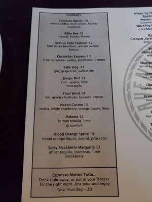 Menu photo 4 Avenue Kitchen + Bar Somerville, MA