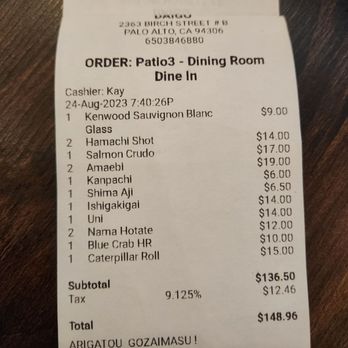 Daigo - Menu - Sushi Bars Near Me - Palo Alto, California Daigo - Menu - Sushi Bars Near Me - Palo Alto, California