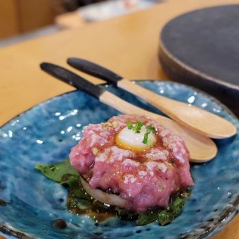 Sushi By M - Chicken nugget. Akimo topped with toro and quail egg - Sushi Bars Near Me - New York, New York Sushi By M - Chicken nugget. Akimo topped with toro and quail egg - Sushi Bars Near Me - New York, New York