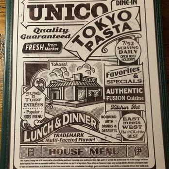 Unico Tokyo Pasta - Menu 8-11-26 - Japanese Near Me - El Segundo, California Unico Tokyo Pasta - Menu 8-11-26 - Japanese Near Me - El Segundo, California
