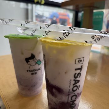 Tsaocaa - Ube Milk Swirl W/ Purple Rice Ube Paste & Milk Foam - no more amber pearls so got coconut pudding for myself - Bubble Tea Near Me - Queens, New York