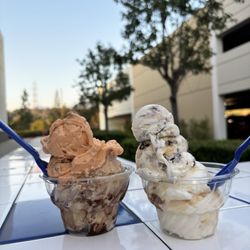 Handel's Homemade Ice Cream - From left to right: pumpkin pie (top) and mocha almond fudge (bottom) and ooh...dough (top) and caramel apple (bottom)
