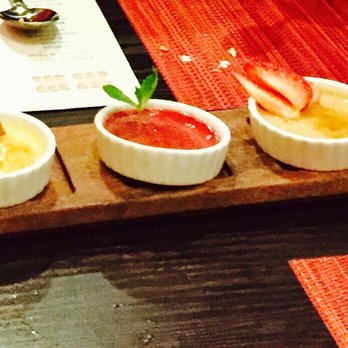 Sabor A Oaxaca - The creme brûlée trio. From left to right: horchata, jamaica, and guava - Mexican Near Me - Rancho Cucamonga, California Sabor A Oaxaca - The creme brûlée trio. From left to right: horchata, jamaica, and guava - Mexican Near Me - Rancho Cucamonga, California