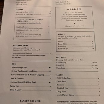 Blacklock - Menu - British Near Me - London, XGL