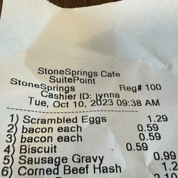 StoneSprings Cafe - a receipt for a sandwich - Cafeteria Near Me - Sterling, Virginia StoneSprings Cafe - a receipt for a sandwich - Cafeteria Near Me - Sterling, Virginia