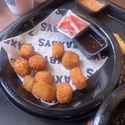Fried Cheesecake Bites with Strawberry Sauce Fried Cheesecake Bites with Strawberry Sauce