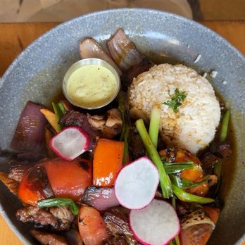 Flama Llama - Lomo Saltado with the wedge fries - Latin American Near Me - San Diego, California Flama Llama - Lomo Saltado with the wedge fries - Latin American Near Me - San Diego, California