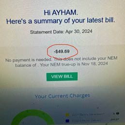Negative electric bill Negative electric bill