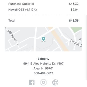 Eciggity - Order receipt - Vape Shops Near Me - Aiea, Hawaii