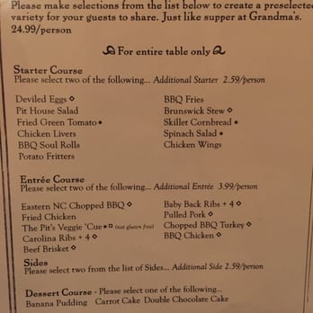 The Pit - Menu Pic - Barbeque Near Me - Raleigh, North Carolina