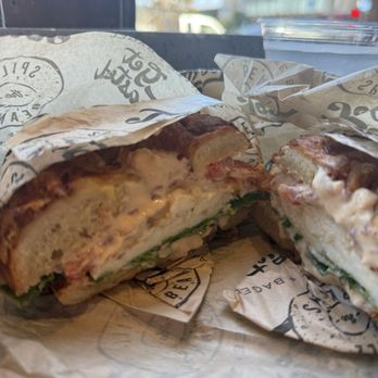 Spill The Beans - Thighmaster on bacon and cheese bagel - Coffee & Tea Near Me - San Diego, California