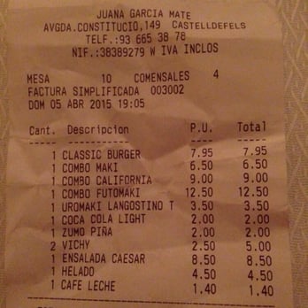 Fetén - The bill - Japanese Near Me - Castelldefels, B
