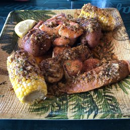 Low Country Boil with shrimp, scallops and Andouille sausage.  Amazing!
