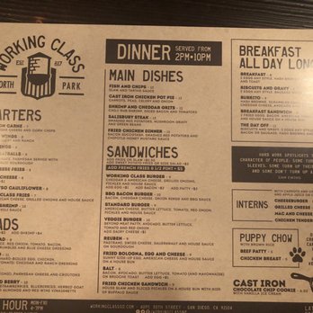 Working Class - Menu - Breakfast & Brunch Near Me - San Diego, California Working Class - Menu - Breakfast & Brunch Near Me - San Diego, California
