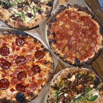 Timber Pizza - The Jules, the North Central, the Bentley, half The Penelope, half Cheese Please - Pizza Near Me - Charleston, South Carolina