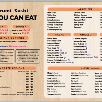 Narumi Sushi - All you can eat menu - Japanese Near Me - Rancho Cordova, California Narumi Sushi - All you can eat menu - Japanese Near Me - Rancho Cordova, California